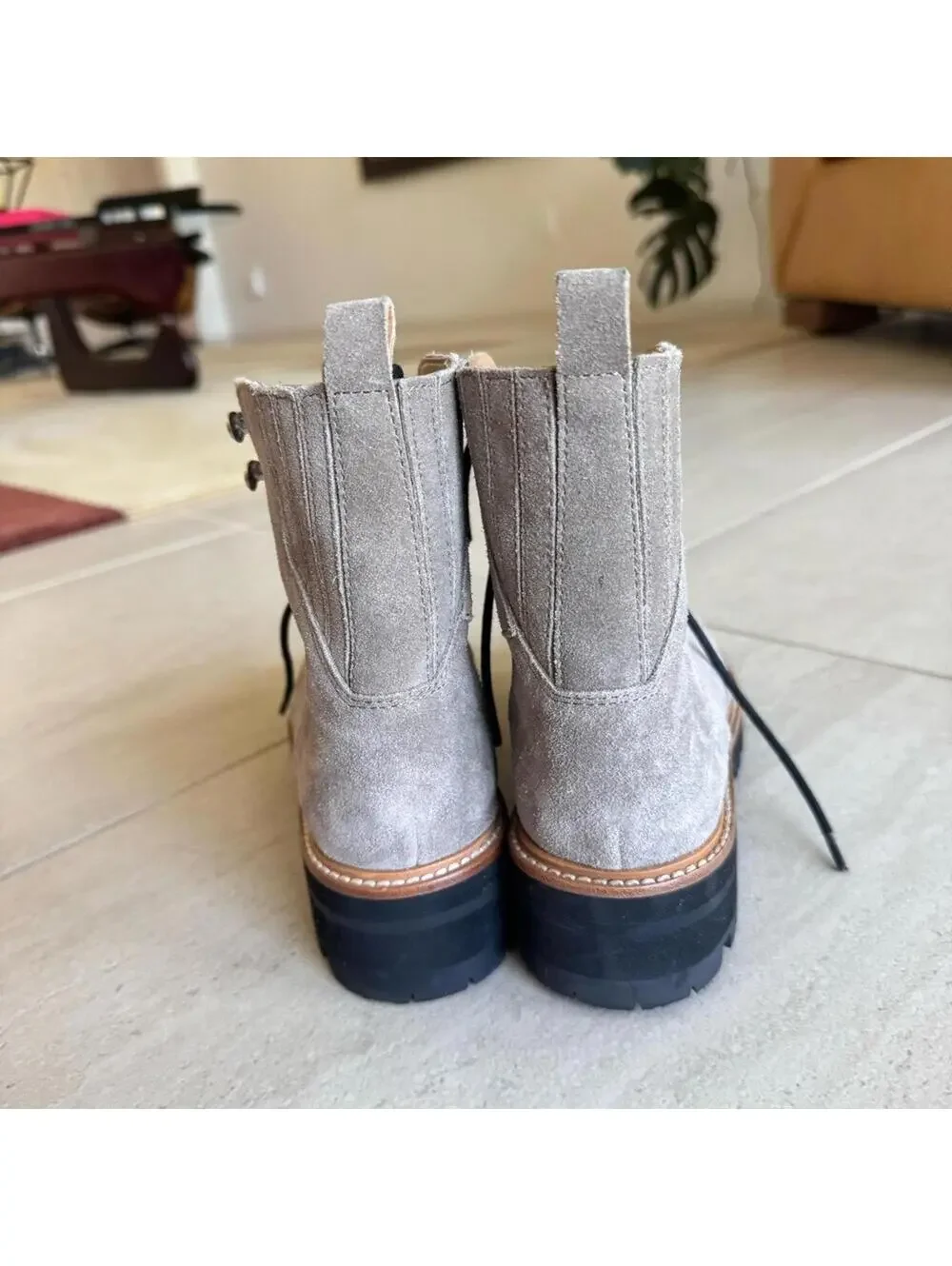 Mark Fisher LTD Izzie Genuine Shearling Lug Sole Laceup Boots Bootie Size 8